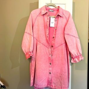 Pink denim dress w tags